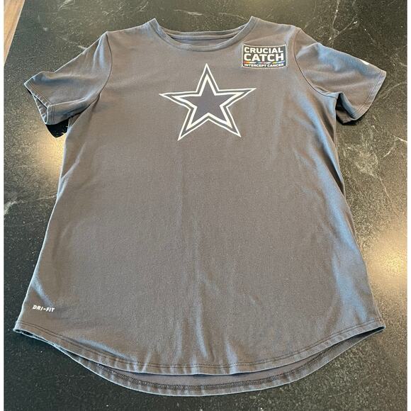 Crucial Catch  Nike Dri-Fit X Dallas Cowboys ladies Tee L Gray Intercept Cancer - Picture 1 of 10